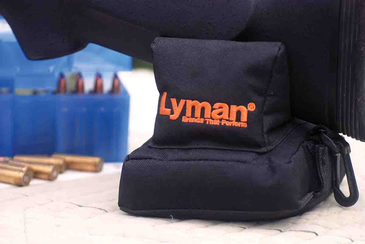 The Lyman Crosshair Rear Bag has a deep V shape that allows for good support and almost no canting of the buttstock of any rifle. The inside of the V has a suede-like covering to protect the stock, and the bottom of the bag has a layer of pebble-grain, nonslip fabric.